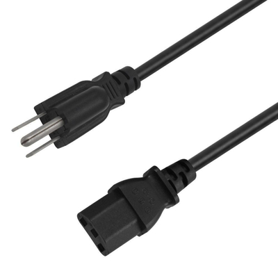 Elektronik UL Güç Kablosu IEC C13 konektörler 125V 10A PVC Saf Bakır