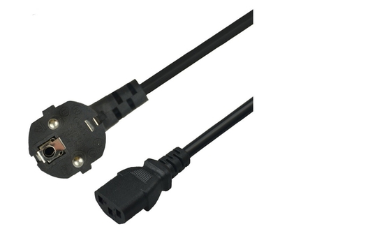 Dizüstü Bilgisayar için 2 Prong VDE Güç Kablosu 8ft Uzunluk Siyah Renk