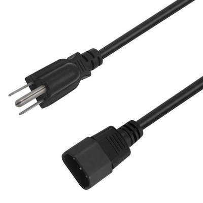 Elektronik UL Güç Kablosu IEC C13 konektörler 125V 10A PVC Saf Bakır